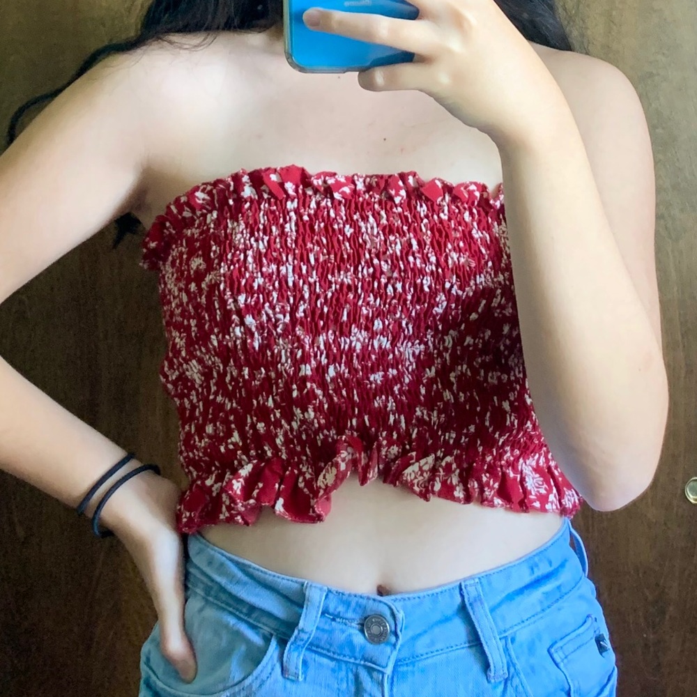 NWOT Cinched Red Tube Top